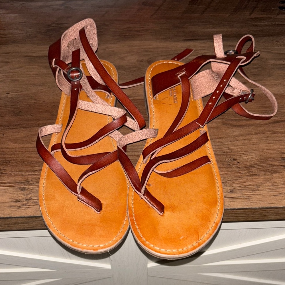 American Eagle Outfitters Brown and Orange Gladiator Sandals